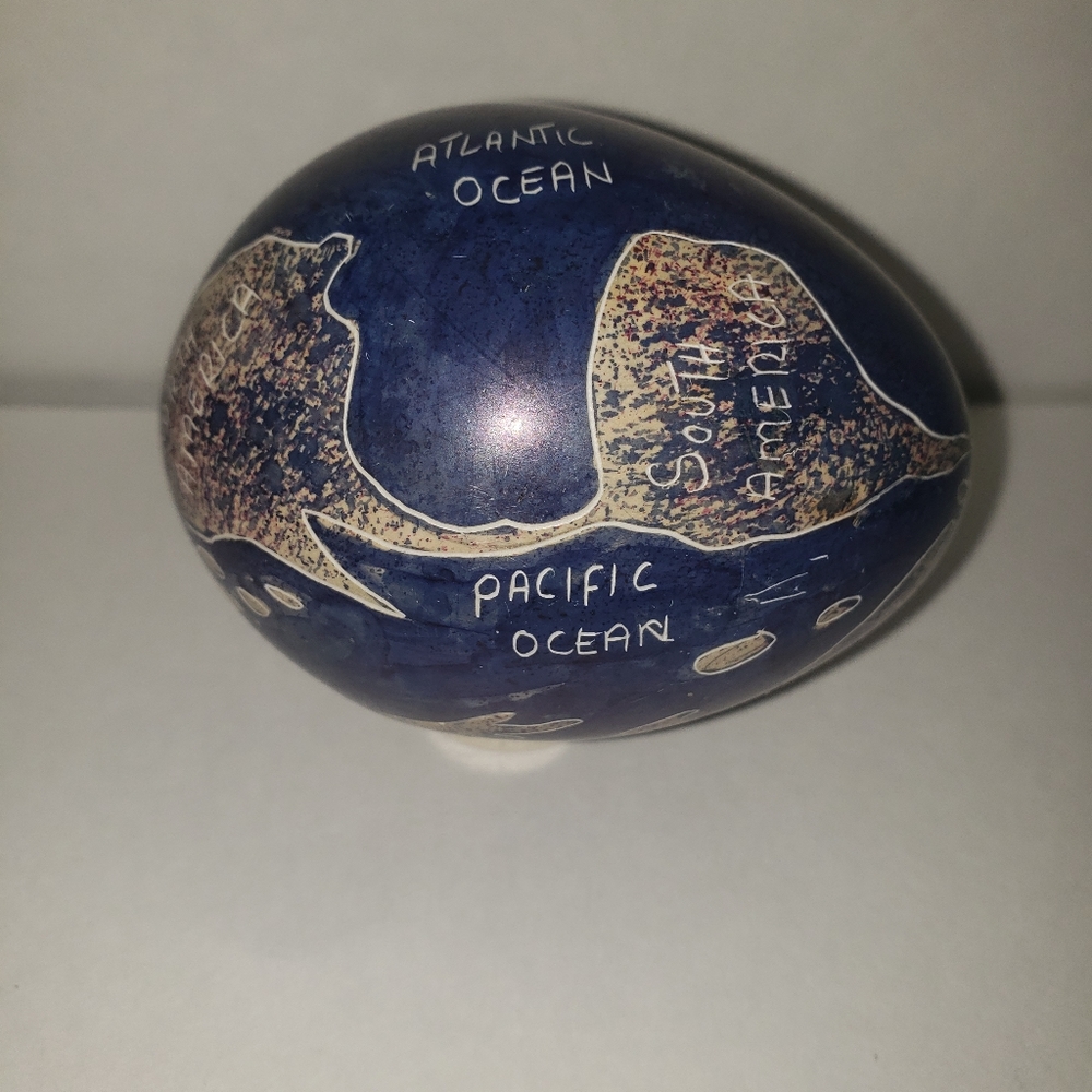 African Handpainted Stone World Egg